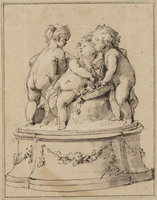 T 052
          <br/>
          Drie putti zittend op een pedestal met bloemenmand
          <br/>
          <em>Wit, Jacob de (1695-1754)</em>